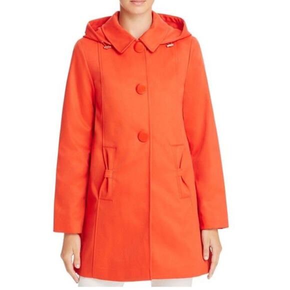KATE SPADE New York Bow Pocket A-line Walker Rain Coat Jacket Preppy Classic L - Picture 1 of 16